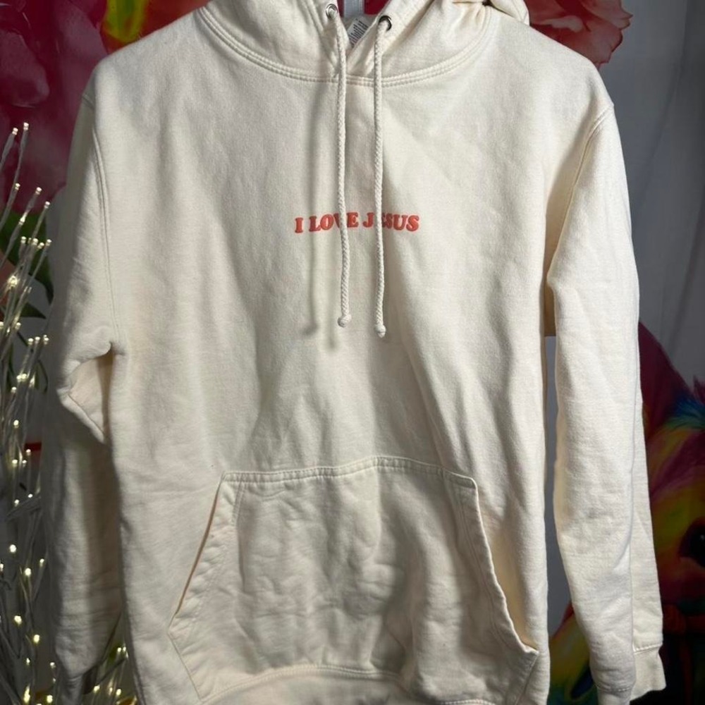W133. I love Jesus cream hoodie Size S